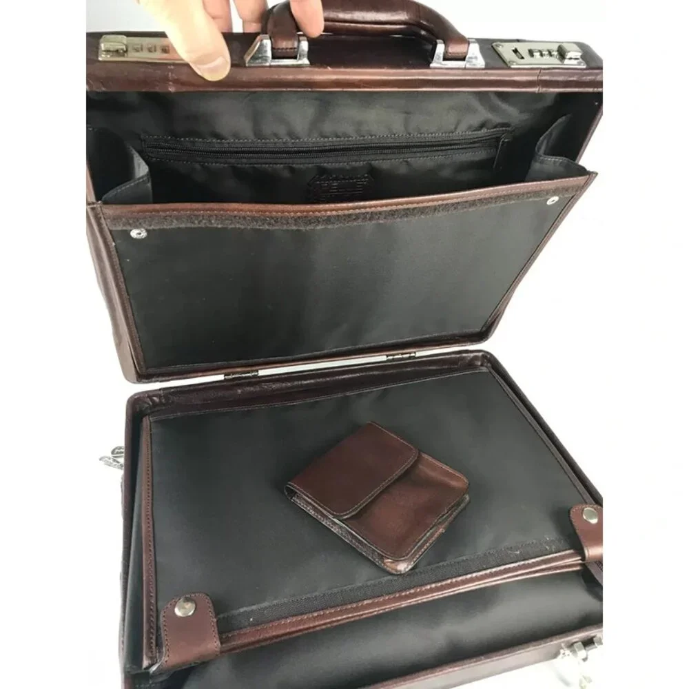 Wilsons Leather‎ Unisex Brown Pelle Studio Inner Pockets Divider Briefcase Bag